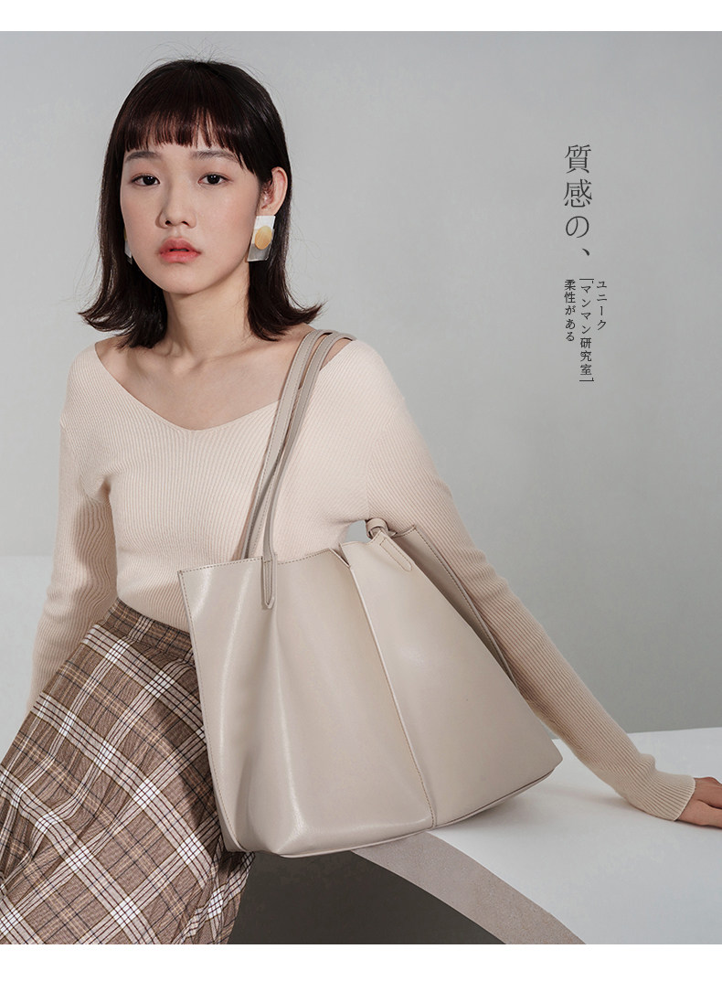 茵曼 大容量托特包 通勤手提包 图12