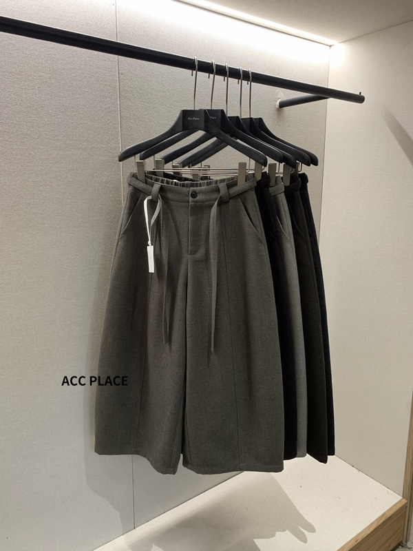 Acc Focus Autumn/Winter New High-Waisted Cropped Woolen Casual Pants for Petite Figures, Loose Slimming Curved Pants 983
