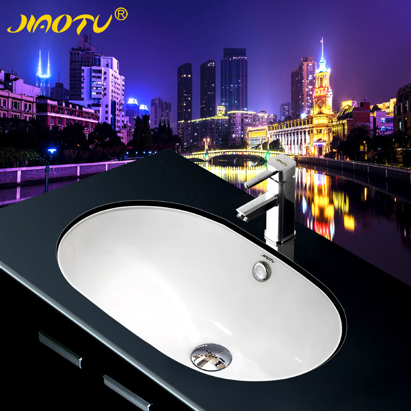 Winter melon-shaped lower basin ceramic square washbasin Makeup Room Oval Washbasin Home Flush Wash Basin