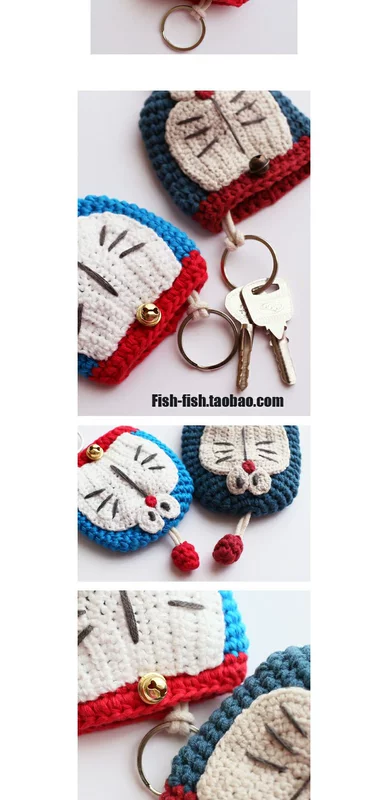 Nhật Bản cá tính sáng tạo leng keng mèo túi chìa khóa vòng đan dệt chuông Dora Một con mèo robot mơ ước