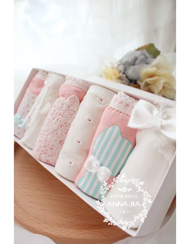 Hàn Quốc Candy Color Cartoon Quần lót nữ 5 hộp quà Cat Butterfly Fresh White Powder Mix Summer quần lót nam thun lạnh