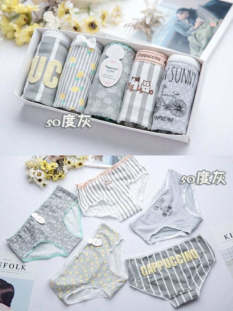 Phiên bản tiếng Nhật của Nhật Bản của phụ nữ nhỏ tươi đồ lót mèo thỏ tóm tắt cô gái bông thấp eo hộp quà quần lót chữ c