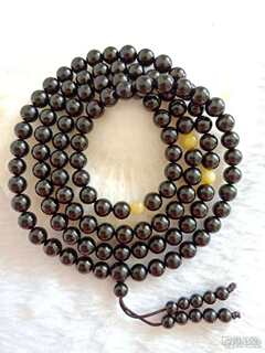 Pure natural fushun coal-refined rubber material 7mm 108 beads rosary multi-circle bracelet/necklace genuine