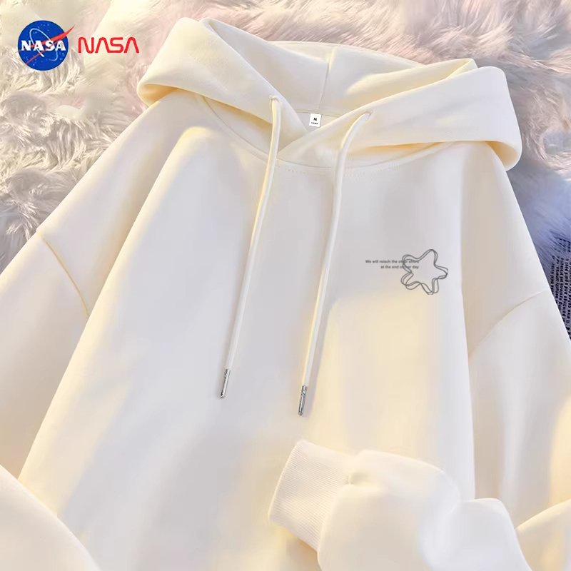 Nasa Co-Branded Light Apricot Star Hoodie for Women, Junior High School Students, Autumn and Winter Fleece-Lined Layered Loose Hoodie Jacket Nasa Co-Branded Light Apricot Star Hoodie for Women, Junior High School Students, Autumn and Winter Fleece-Lined Layered Loose Hoodie Jacket