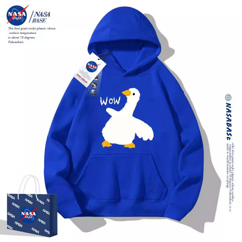Nasa Official Flagship Klein Blue Sweatshirt for Boys and Girls, Spring, Autumn and Winter Cartoon Print Couple Style Hoodie