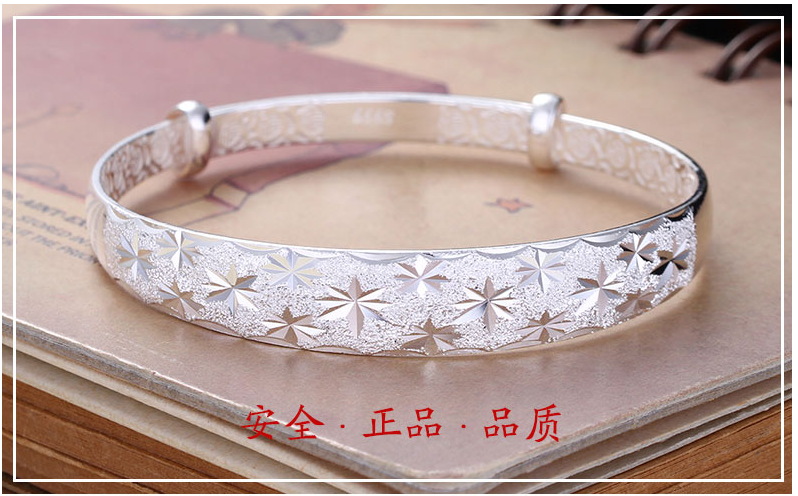 2018 mới S999 vòng tay bạc nguyên chất bạc sterling cao quý nhẹ mở vòng tay nữ ngày Valentine để gửi quà tặng bạn gái vòng gỗ