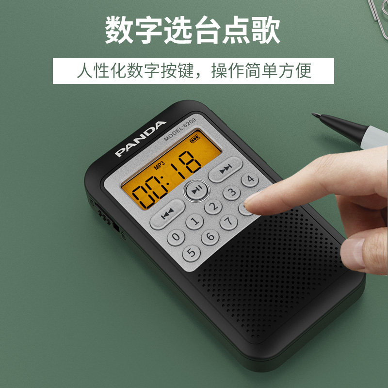 Panda 6209 Small Mini Radio for the Elderly, Stereo Full-Band Card-Insertable Portable Broadcast Semiconductor