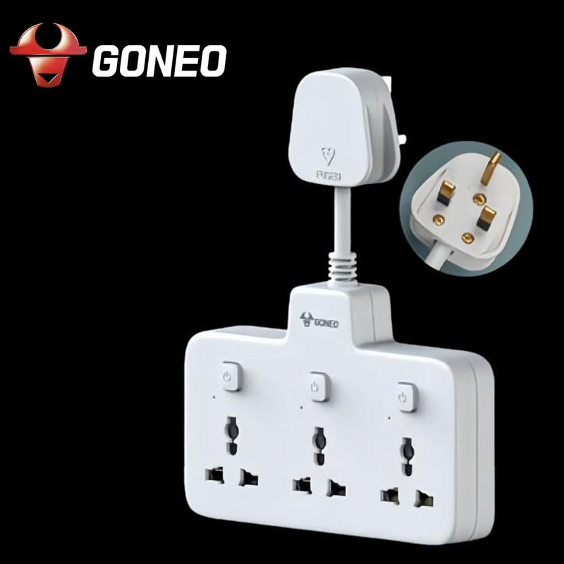 Bull Brand One-To-Three Control Switch Safety Door Converter, British Standard, European and American Standard, International Universal Multi-Purpose Round Hole Power Strip