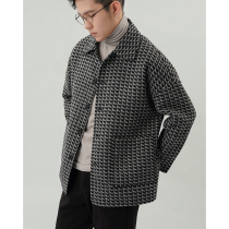 Map of China Double-sided mens jacket Wool coat Short wool cashmere Houndstooth Tartan mens jacket