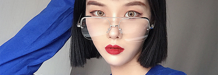 Net đỏ mới 2018 mặt tròn hipster đen bạc kim loại hộp vuông hoang dã kết cấu trong suốt kính cận thị kính hóa trang tiệc halloween