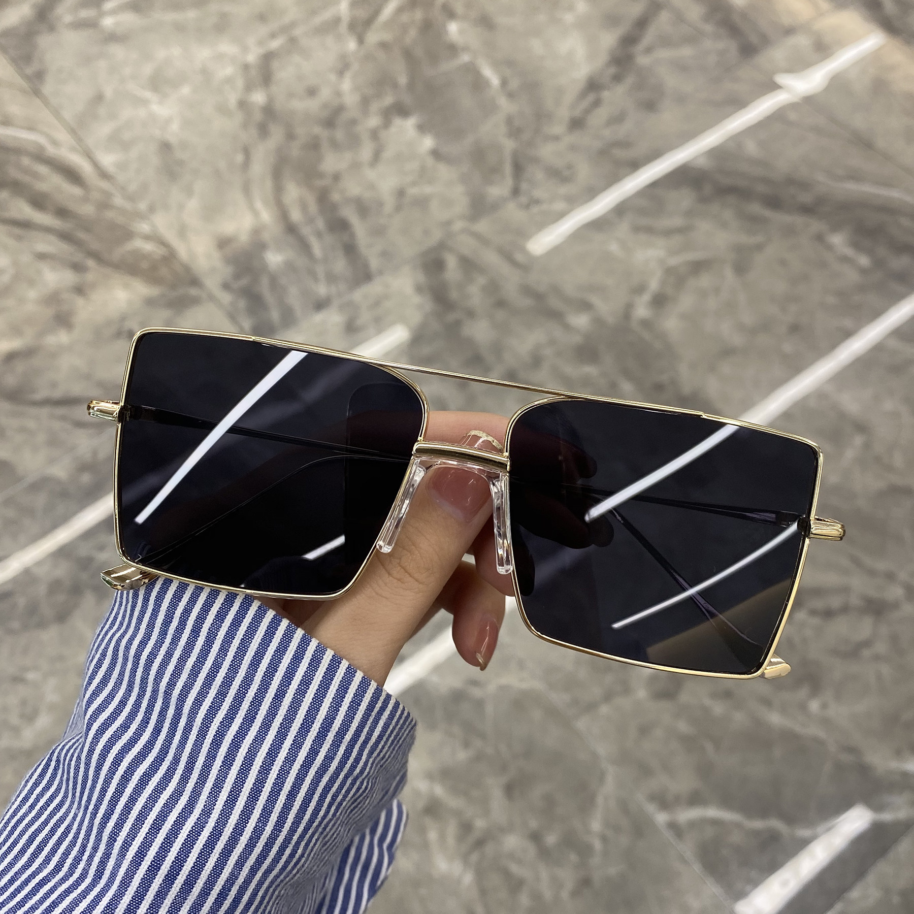 Net Red Sunglasses Woman Round Face Metal Frame Box Large Frame Ocean Sheet Sunglasses Women 2020 New Anti UV Tide