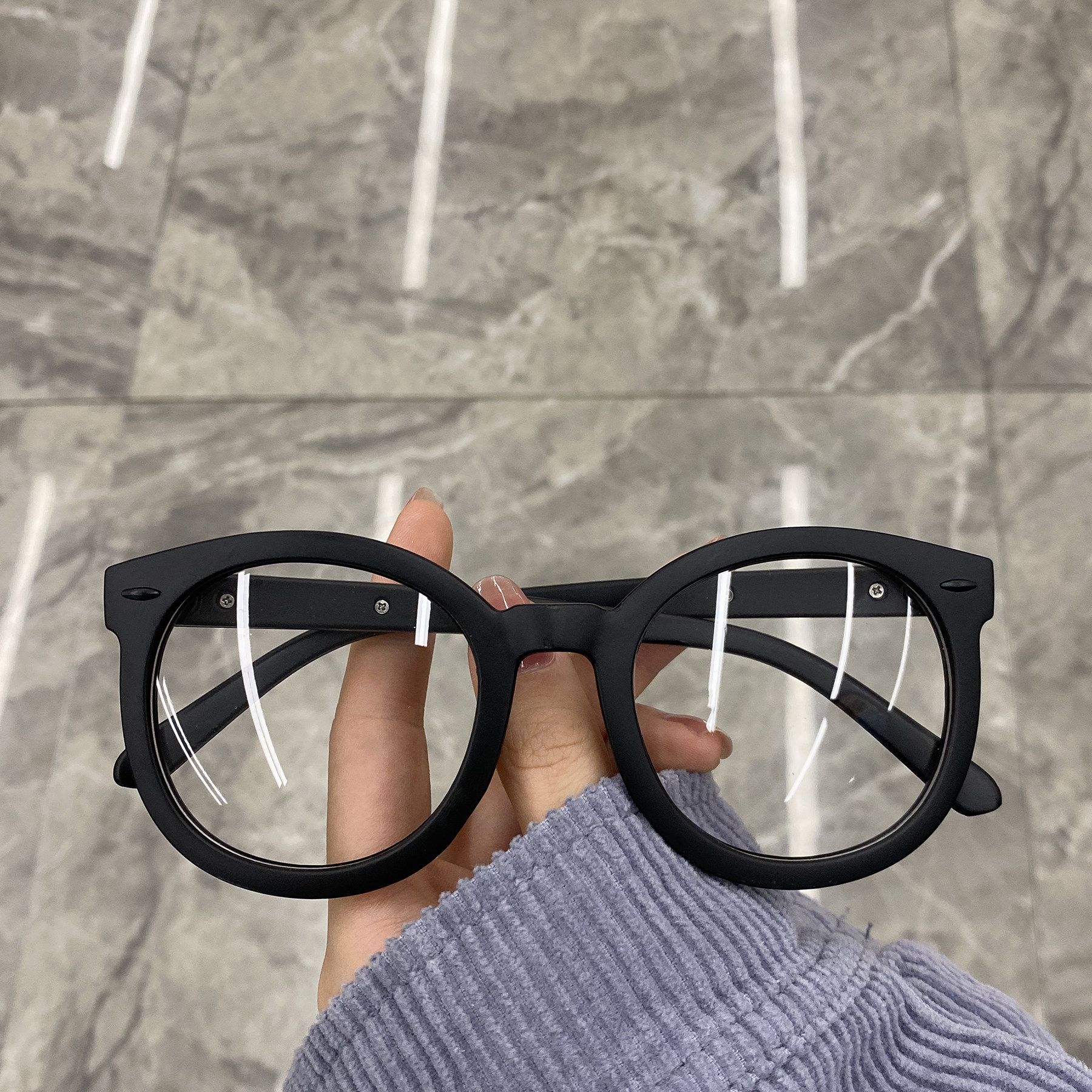 Black Coarse Frame Glasses Female Large Frame Original Sleeping Net Red Flat Mirror Woman Round Face Large Face Slim Vegan Glasses Spectacle Frame