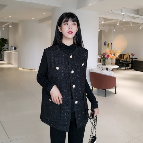 Пони, весенний осенний жилет, плетеная куртка, в корейском стиле, V-образный вырез, свободный крой