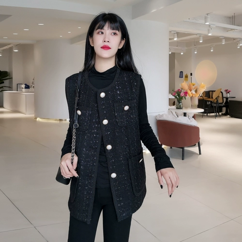 Пони, весенний осенний жилет, плетеная куртка, в корейском стиле, V-образный вырез, свободный крой