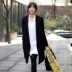 Hàn Quốc 2015 mùa xuân phong cách mới của phụ nữ Hàn Quốc dài trung bình thường mỏng màu đen nhỏ phù hợp với cổ áo khoác - Business Suit