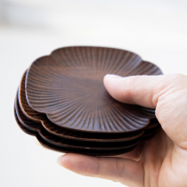 Miyake family Black Walnut Chinese tea tray Water pattern creative solid wood coaster Coffee cup Creative coaster souvenir