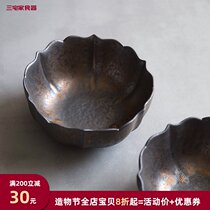 Miyake family black coarse pottery handmade lace Chinese noodle bowl Creative beef noodle bowl Size set bowl Household large bowl