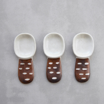 Miyake handmade retro coffee spoon spoon Japanese ceramic dessert spoon Small spoon Creative breakfast spoon