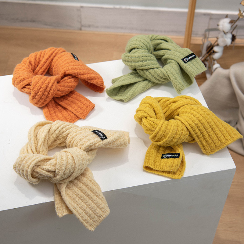 Baby scarf autumn and winter boys and girls warm knitted Joker collar children foreign-born infant square towel Korean tide