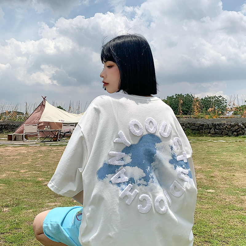 BG national tide short-sleeved t-shirt women's design sense niche American oversize Ma Siwei ins tide brand couple BF top