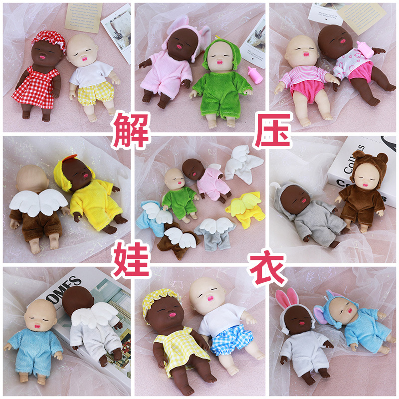 Doll Clothes 13cm Stress Relief Squishy Toy Palm-Sized Doll Original Animal Clothes Angel Clothes Dress Pants