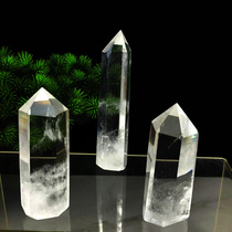 Natural white crystal ore six prism column home office landscape ornaments degaussing degaussing purification block radiation specimen gem