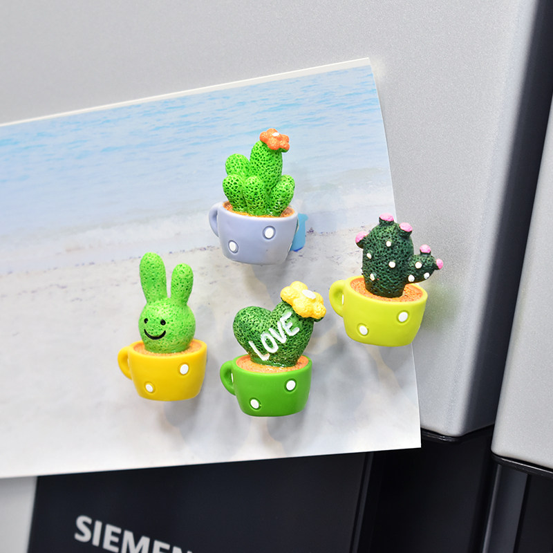 Magnetic stickers refrigerator stickers three-dimensional resin cactus small succulent Nordic plants ins home decoration magnets
