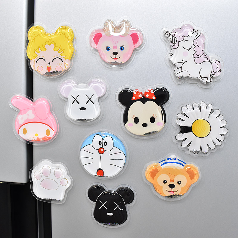 Creative cartoon cute air bag flash oil pack liquid oil refrigerator with message board 3D stereo decoration magnet