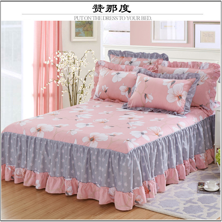 giường cotton Hàn Quốc váy ren một mảnh khăn trải giường Khăn trải giường cotton Simmons trải giường trượt Bed Covers giải phóng mặt bằng đặc biệt - Váy Petti ga giường có viền