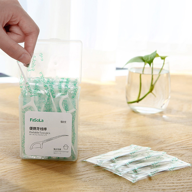 Japan Portable Cis-slip Dental Floss Rod Ultrafine Tooth Removal Independent Packaging Disposable Adult Child Toothpicks Home Dress