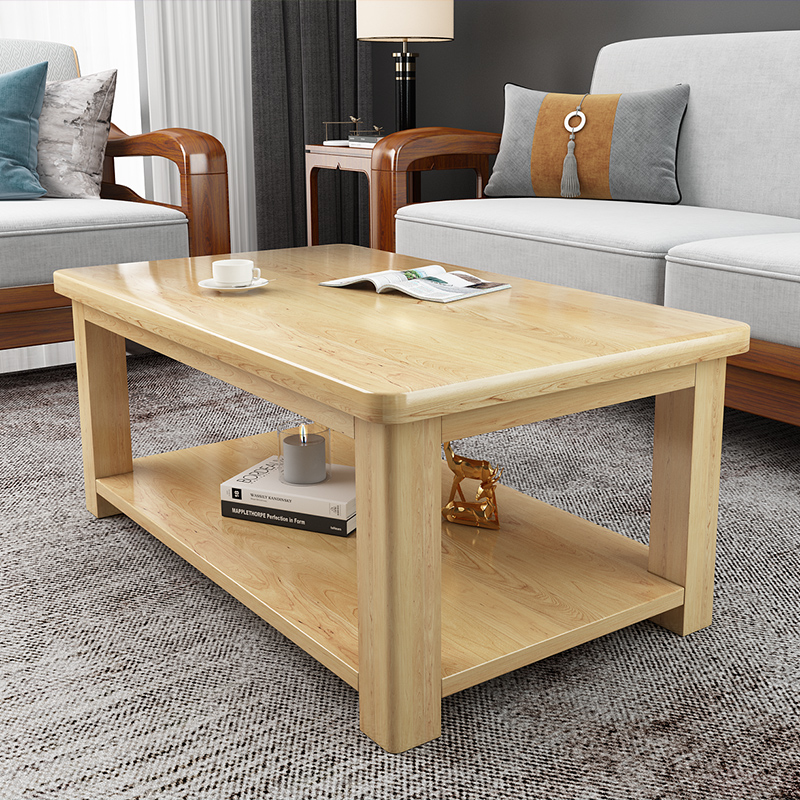 Solid wood tea table modern minimalist living-room home tea table tea table double layer new Chinese style balcony small tea table small table