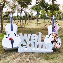 Outdoor Cello Flower Stand Sculpture Floor Ornaments Metal Wedding Props Musical Instruments Garden Courtyard Landscape Decorations