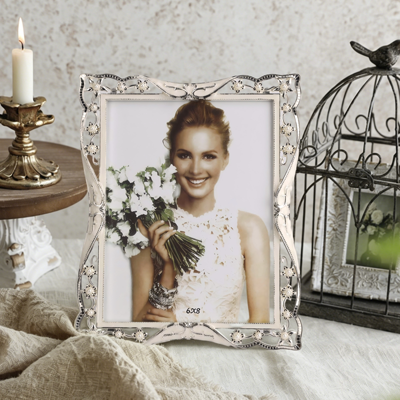 European-Style Photo Frame Display Stand 6inch High-End Photo Frames for Wedding Photos, Empty Frame 7 8 10inch Metal Horizontal and Vertical Picture Frame Ornaments