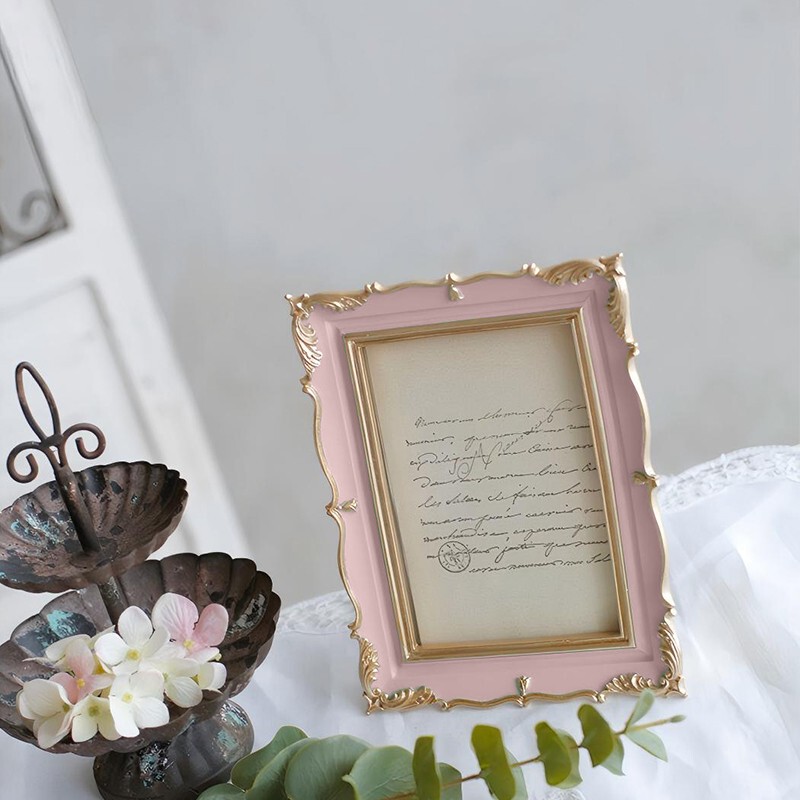 European Style 6inch 7inch Photo Frame Stand, High-End Desktop Pink Frame for Girls, 7inch Picture Frame Decoration