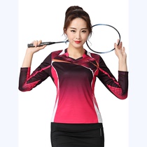 Speed Dry Type] Single Double Number Autumn Winter Style Badminton Suit Womens Long Sleeve T-shirt Table Tennis Running Sportswear Blouse