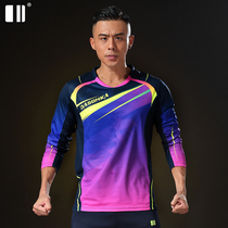 (Quick-dry) Single and double badminton uniforms mens quick-drying long-sleeved tennis uniforms mens couples badminton sportswear