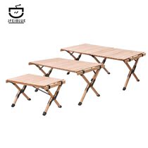 Outdoor table Outdoor camping omelet table Folding table Solid wood portable folding camping picnic table Large medium and small