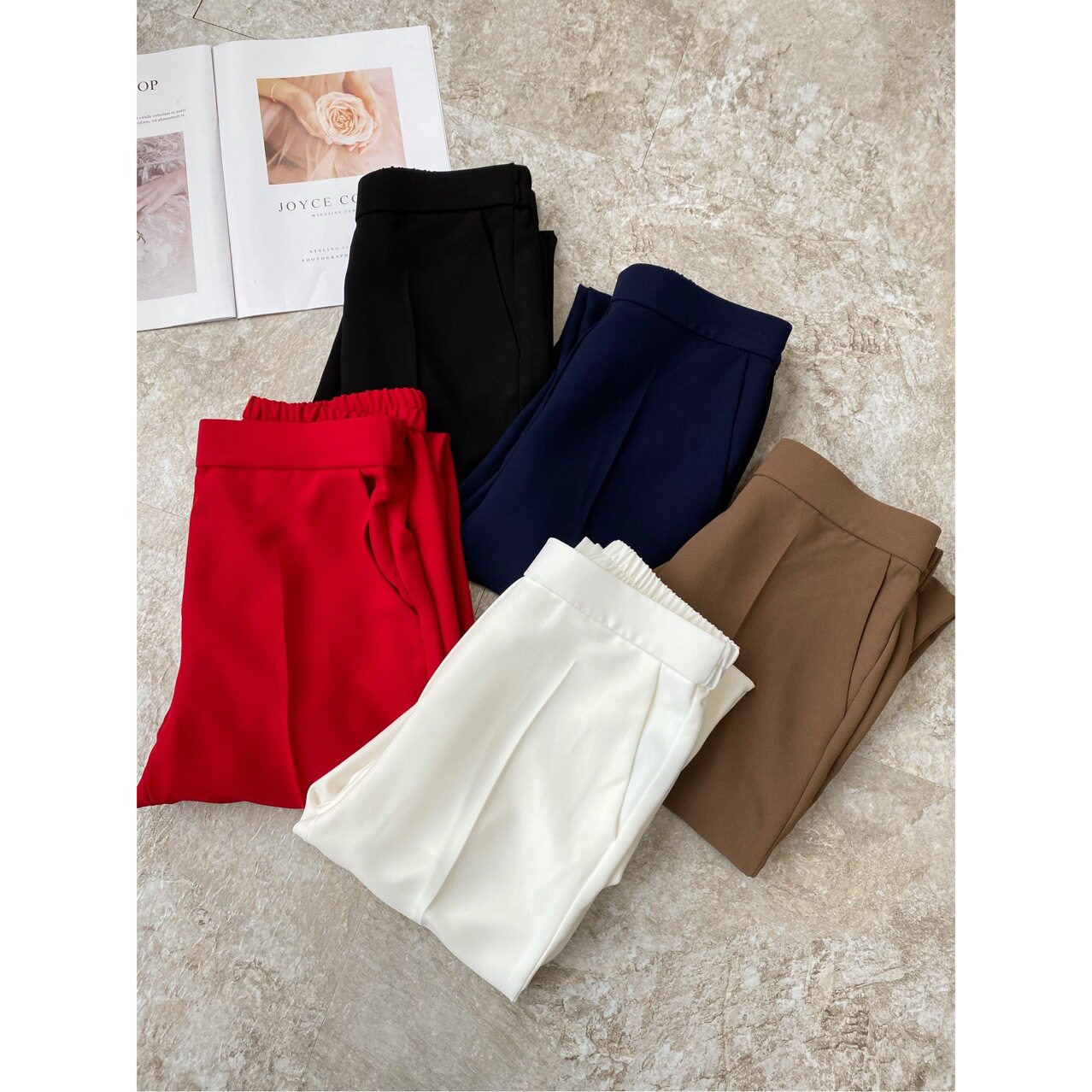 Straight pants women's small 2021 spring and summer new acetate high waist stretch suit pants comfortable trousers