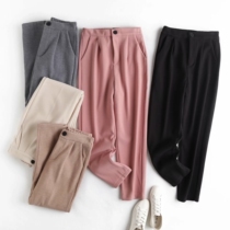 Wide leg pants women autumn and winter 2021 autumn and winter New Korean version of high waist thin solid color plus velvet thick Joker casual pants women