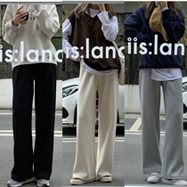 Wide-leg pants Womens autumn and winter corduroy pants drooping high-waisted casual pants new thin pants loose straight pants tide