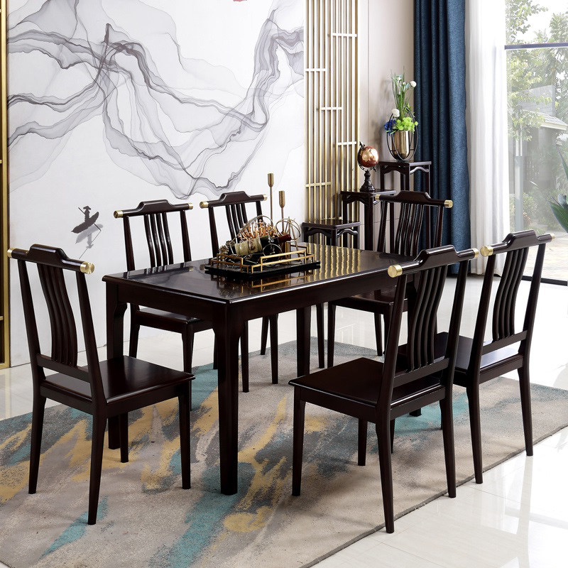 Table rectangular high-end Western dining table and chairs Composition New Chinese style minimalist household dining table small family type upscale economy