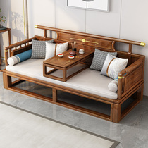 New Chinese sofa bed Bed Wood Bed Solid Wood Small Household Type Folk furniture Multi-function Zen Bed Push-and-pull Telescopic Bed