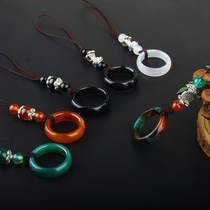 Mobile phone sling ring buckle male and female Personality Cell Phone Chain Creative Fashion Short Rope Metal Ring Buckle Hanging Pendant China Wind Manau Mobile Phone Rope Key Anti-Loss U Pan Hanging Rope