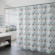 Bathroom shower curtain waterproof cloth set Bathroom door curtain thickened curtain hanging curtain Free perforated partition curtain color lantern