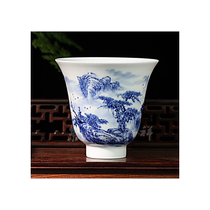 Jingdegui Hexiang blue and white landscape cup fully handmade tea cup Jingdezhen Kung Fu tea set ceramic tea tasting master cup