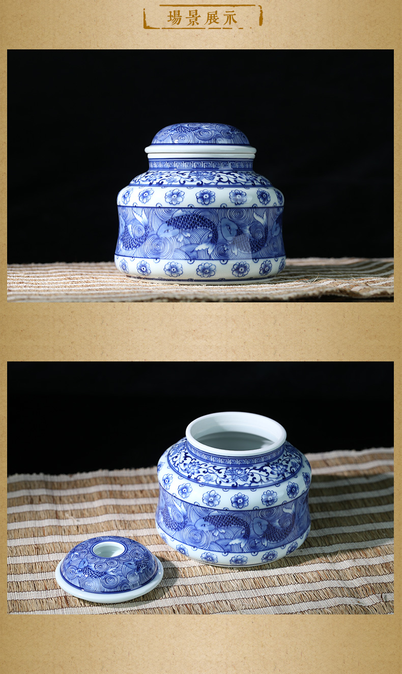 And auspicious caddy fixings jingdezhen porcelain storage POTS of household business gifts ceramic POTS blue ocean fish tank
