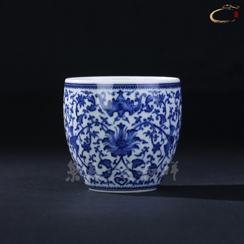 Jingdezhen and auspicious hand - made single cup tea green Hualien cup pure manual master cup collection sample tea cup