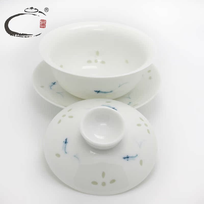 And auspicious And exquisite tureen tea hollow out them big tureen jingdezhen blue And white tureen large hand - made thin body of tea