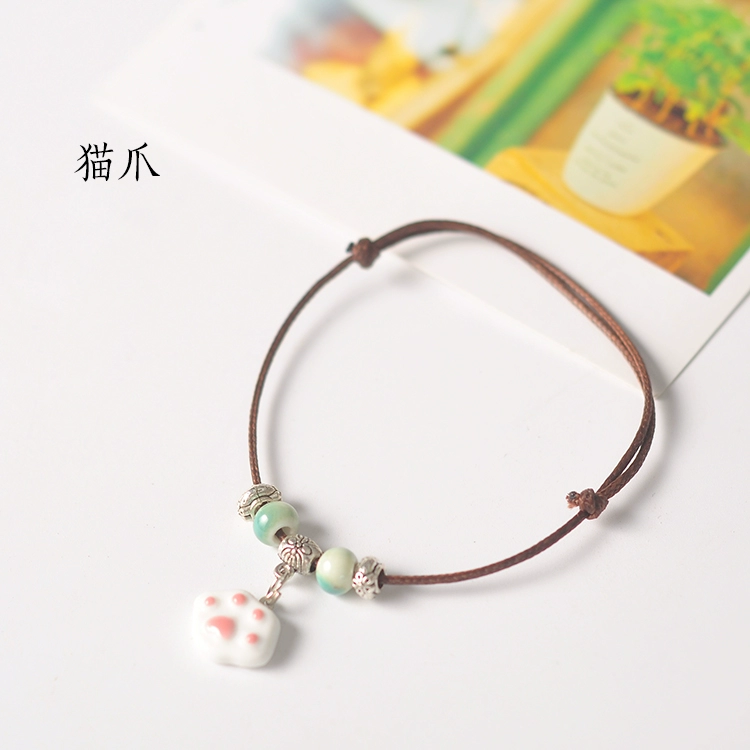 Jingdezhen đồ trang sức gốm sứ vòng chân gốm vẽ tay nhỏ tươi mô hình cặp đôi đơn giản để gửi bạn gái của mình