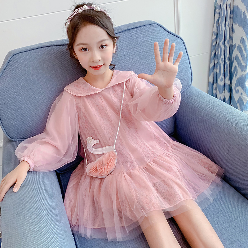 Korean girl's long sleeve dress spring and autumn 2021 poncho Princess Dress